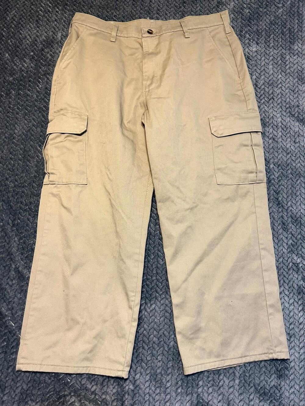 Red Kap Cargo Pants Mens 30 Beige Cotton Utility Pockets Comfort Mid Rise Preppy